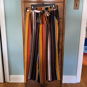 Striped culotte ankle pants